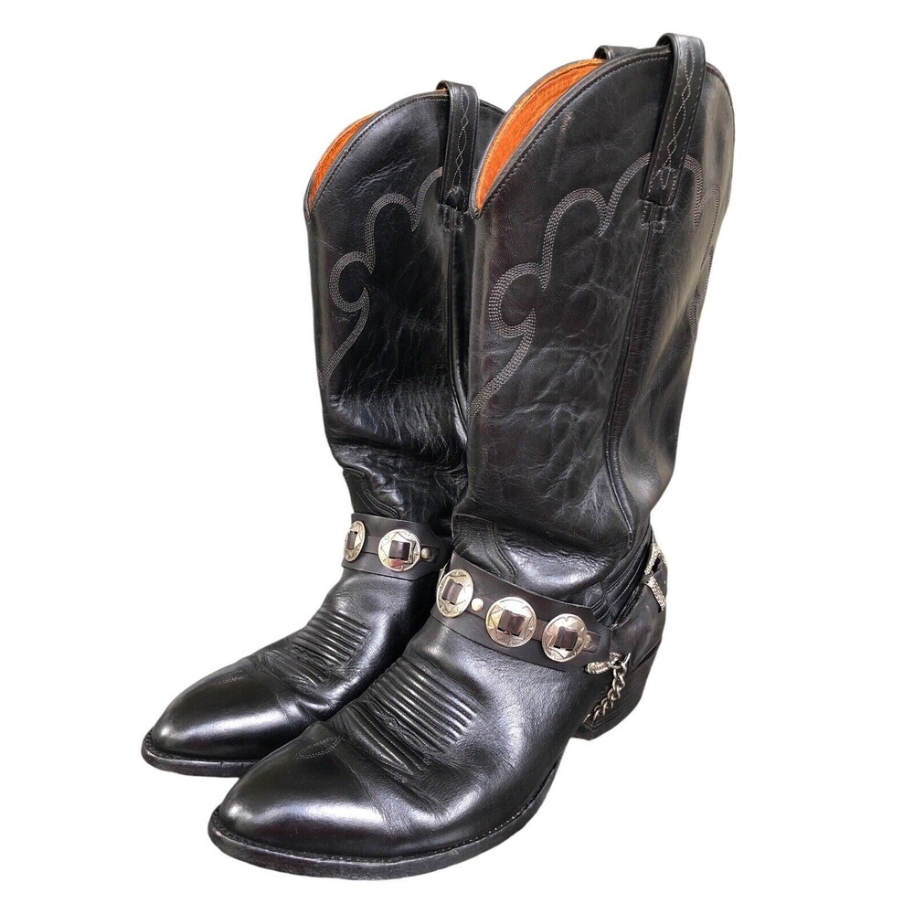 J. Chisholm Handcrafted USA #900 Black Leather Cowboy Boots Men’s Size 10 1/2 D